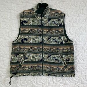 Northern Elements Reversible Fleece Vest Mens XL Mountain Green Zip Up